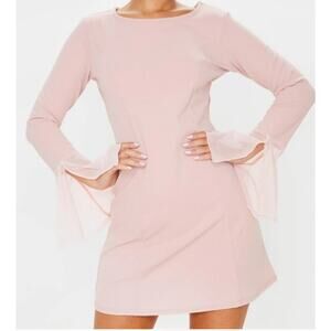🆕️ PrettyLittleThing Dusty Rose Frill Sleeve Dress Size 6